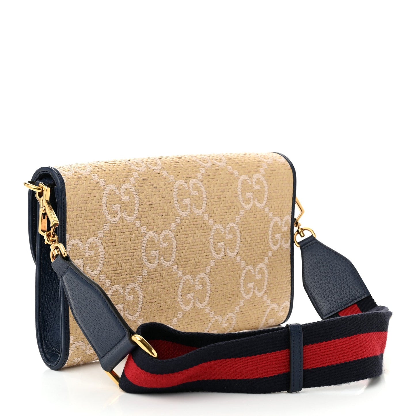 Gucci Horsebit 1955 Raffia Bag - Beige