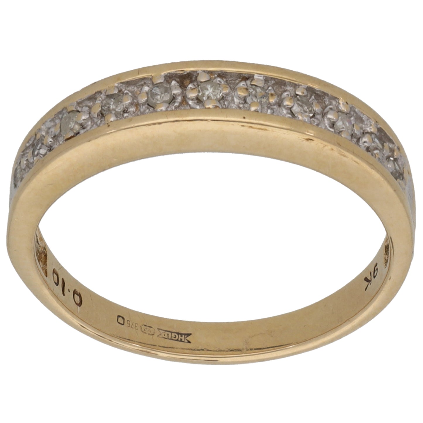 9ct Gold 0.10ct Diamond Half Eternity Ring Size O
