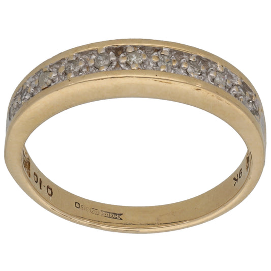 9ct Gold 0.10ct Diamond Half Eternity Ring Size O