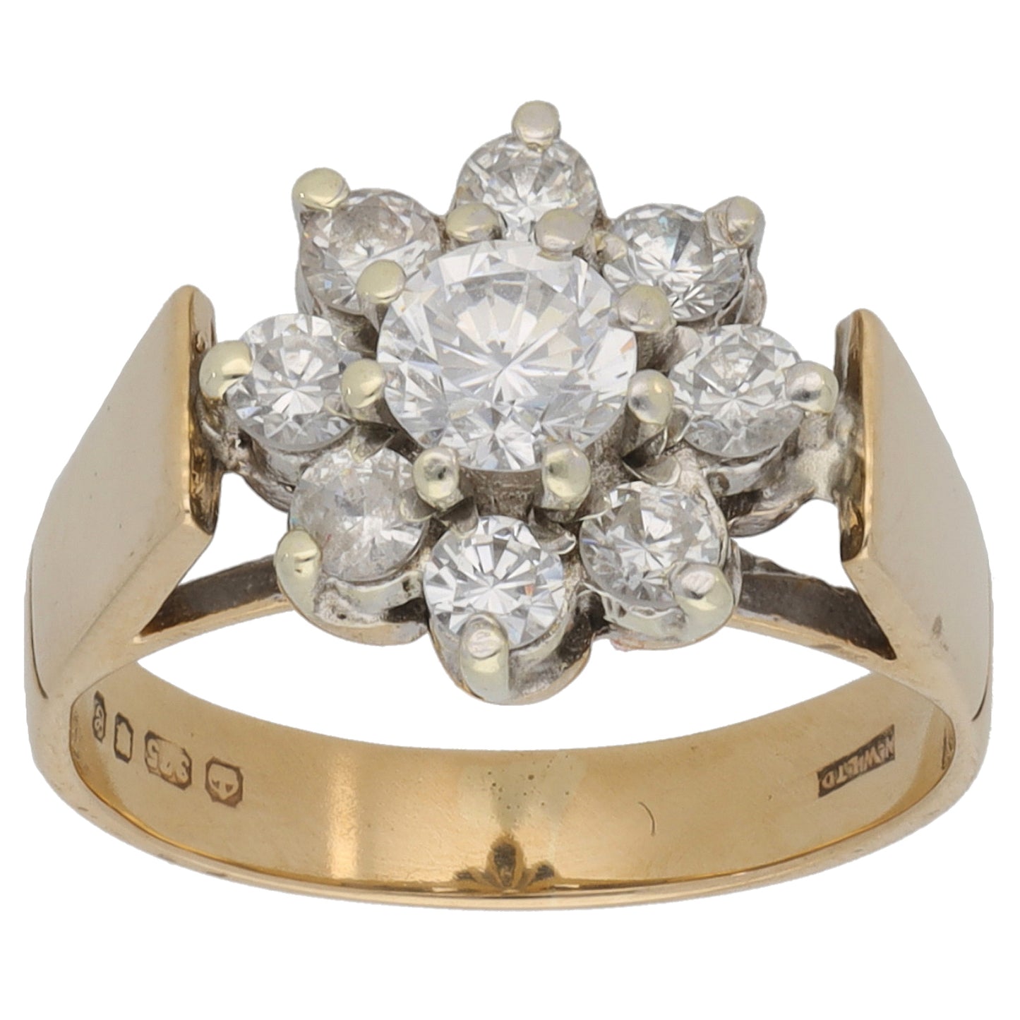 9ct Gold Cubic Zirconia Cluster Ring Size K