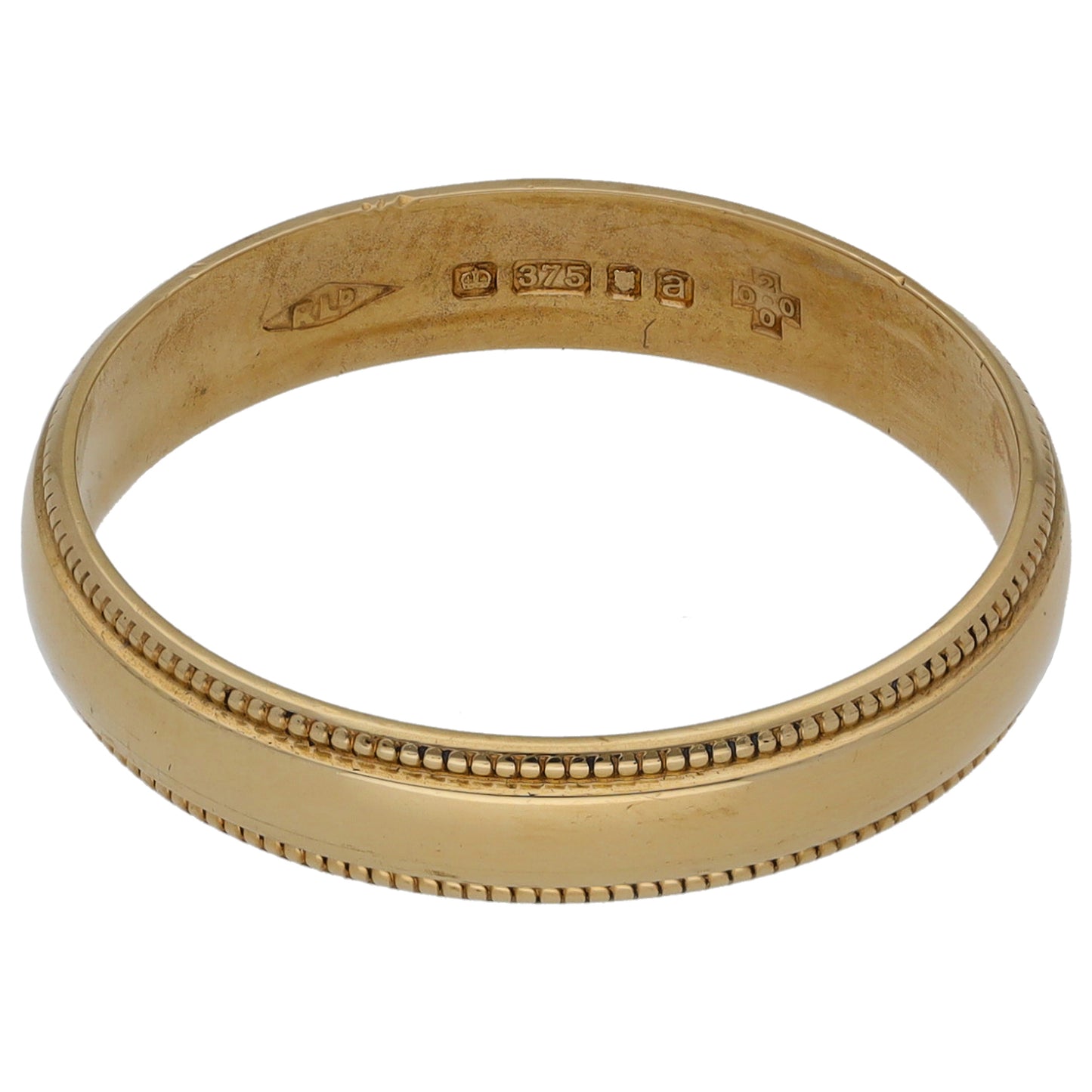 9ct Gold Patterned Wedding Ring Size R