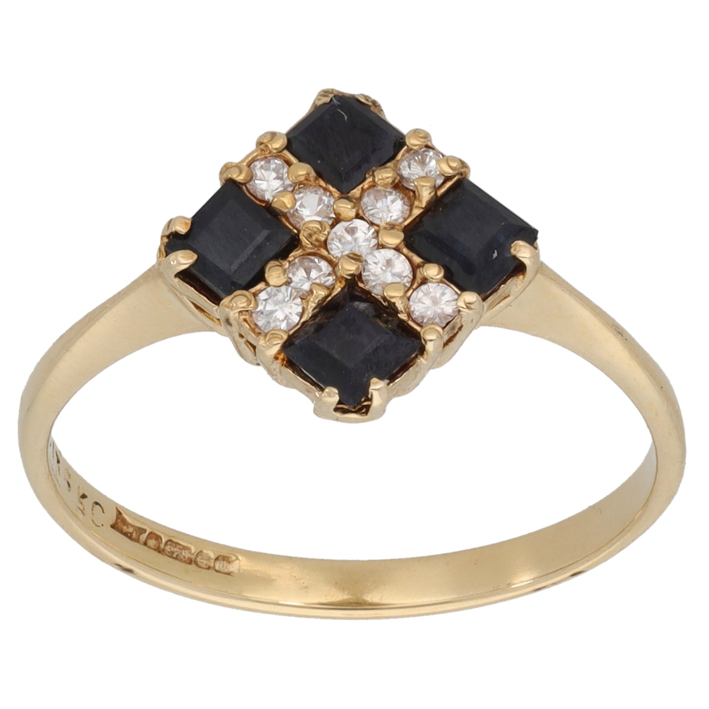 9ct Gold Sapphire & Cubic Zirconia Dress/Cocktail Ring Size O