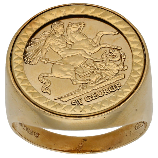 9ct Gold St George Ring Size U