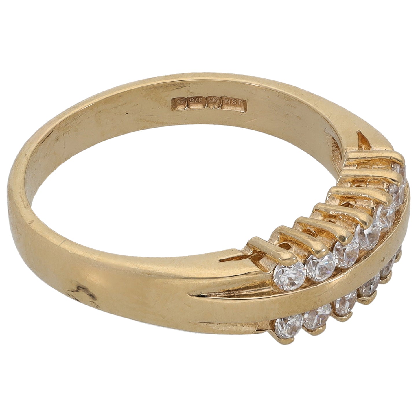 9ct Gold Cubic Zirconia Half Eternity Ring Size P