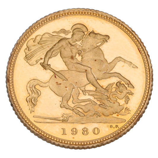 22ct Gold Queen Elizabeth II Half Sovereign Coin 1980