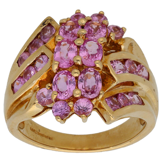 9ct Gold Pink Sapphire Dress/Cocktail Ring Size K