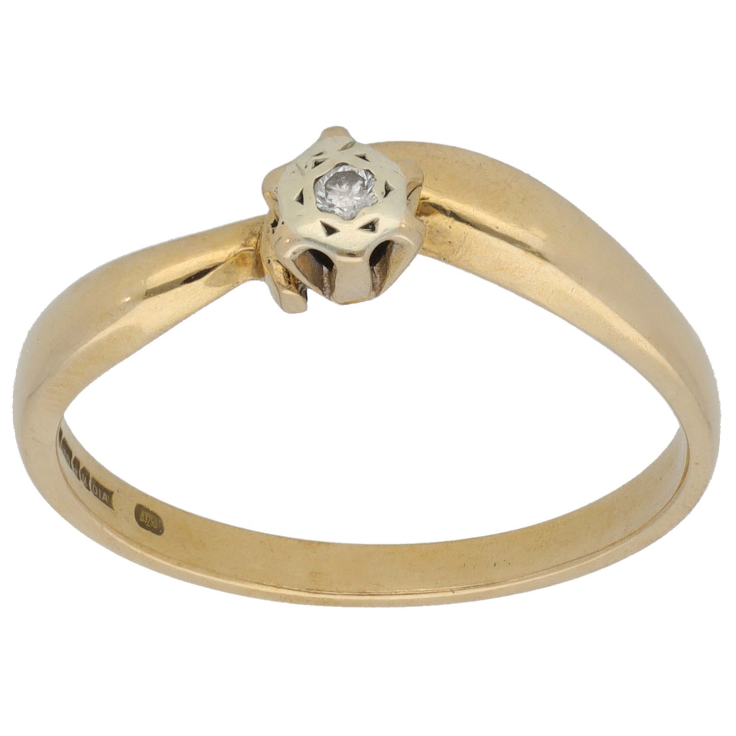 9ct Gold 0.01ct Diamond Solitaire Ring Size R