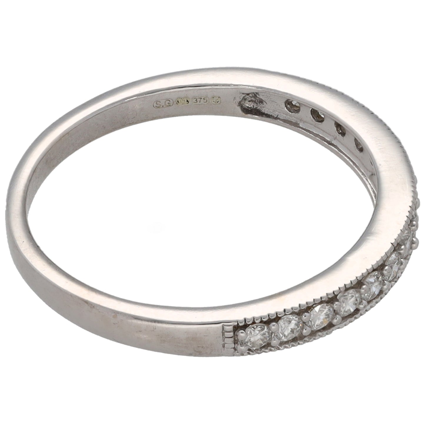 9ct White Gold 0.25ct Diamond Half Eternity Ring Size O