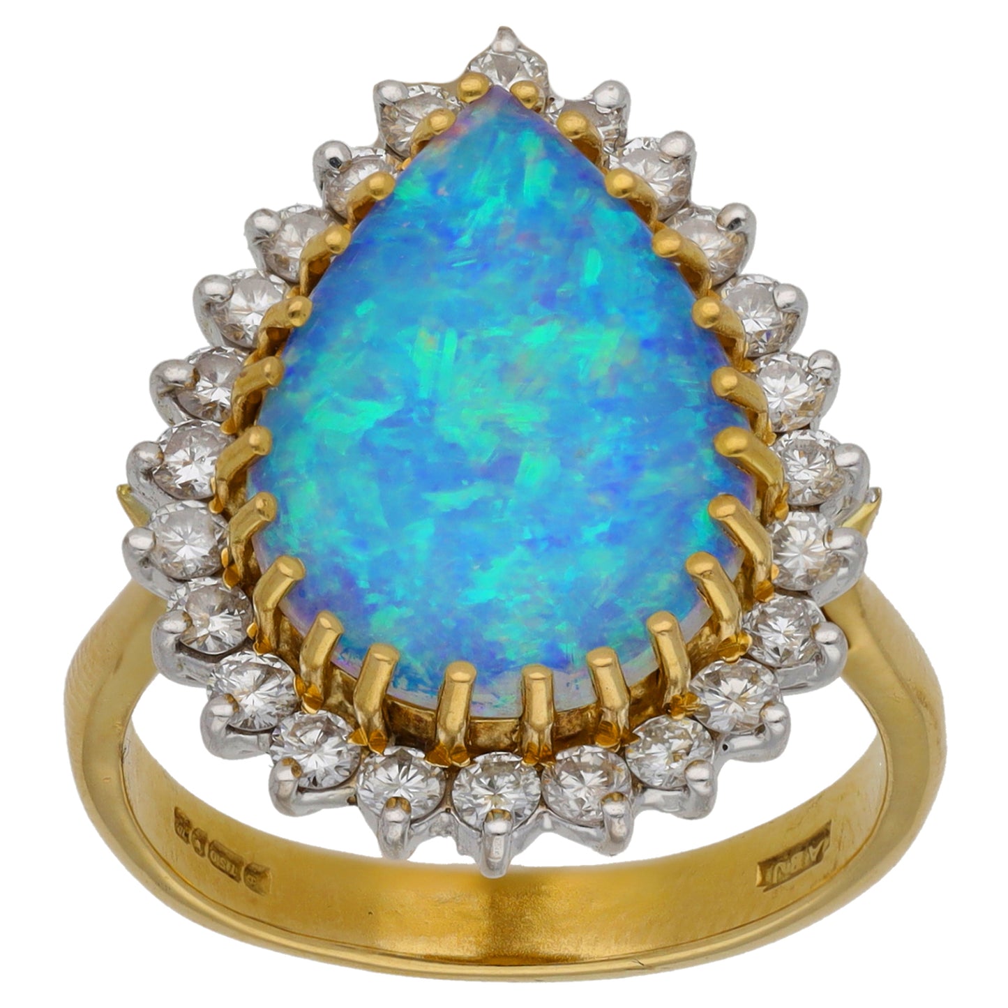 18ct Gold 0.72ct Diamond & Man Made Opal Dress/Cocktail Ring Size O