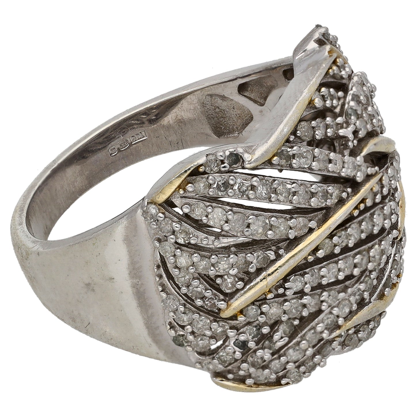 Sterling Silver 1.00ct Diamond Dress/Cocktail Ring Size S