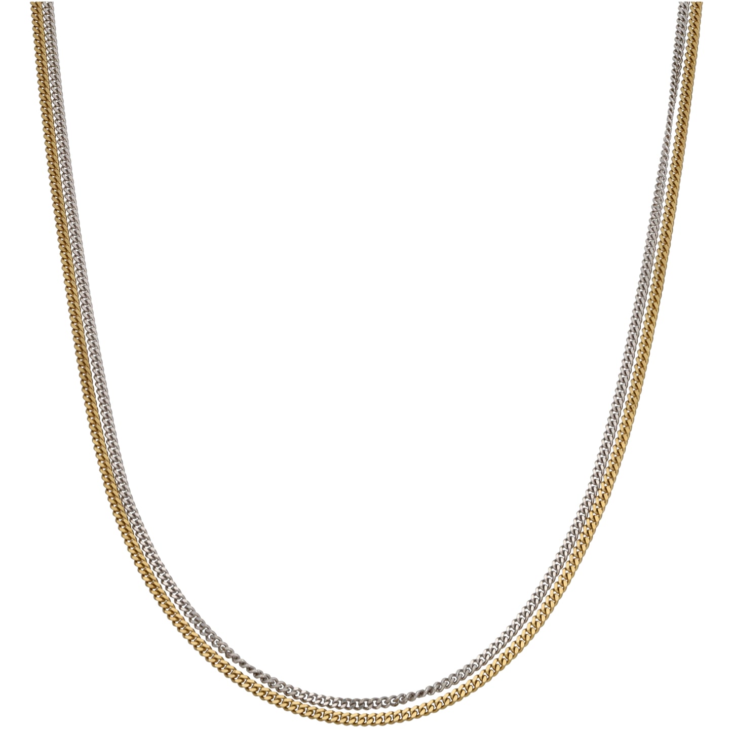 9ct Bi-Colour Gold Curb Chain 16"