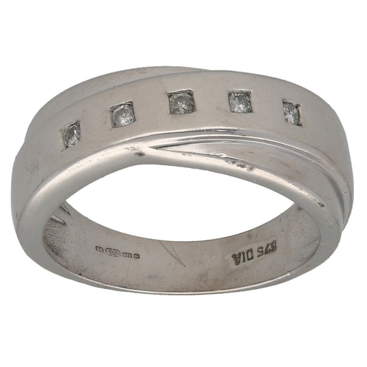 9ct White Gold 0.05ct Diamond Half Eternity Ring Size M