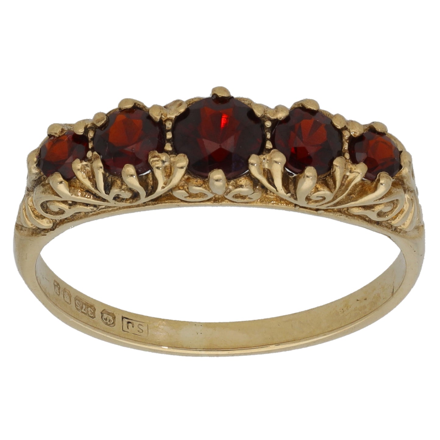 9ct Gold Garnet Dress/Cocktail Ring Size O