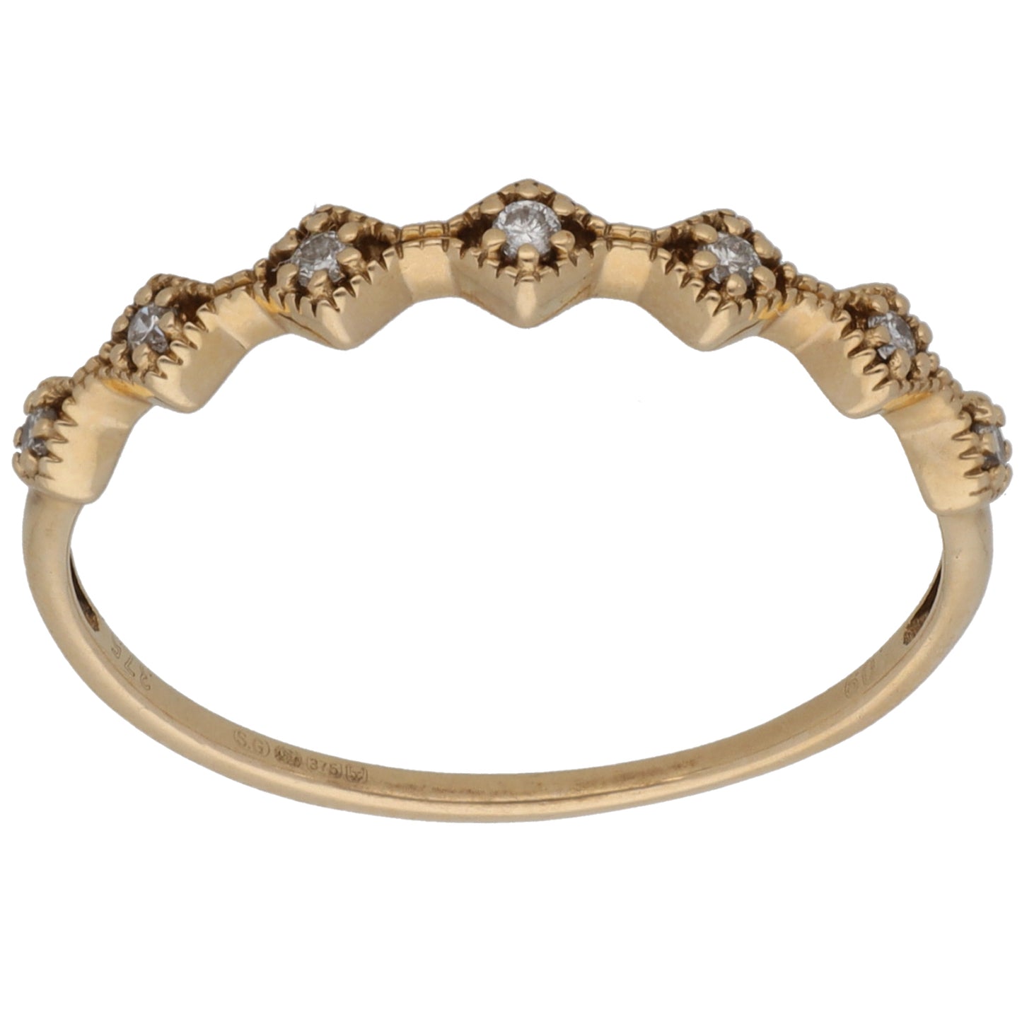 9ct Gold 0.05ct Diamond Half Eternity Ring Size S