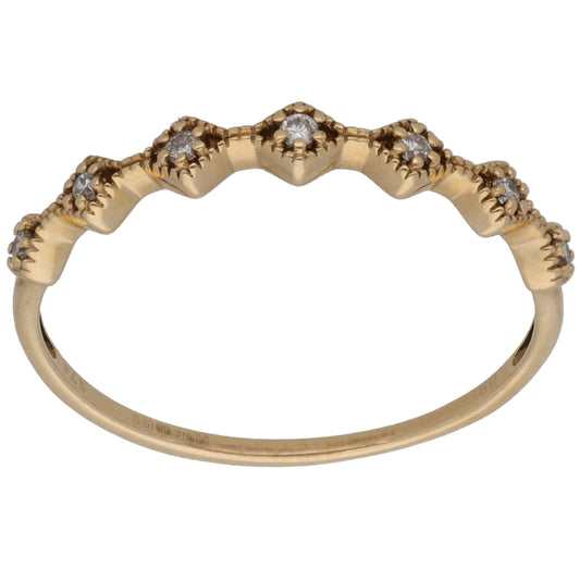 9ct Gold 0.05ct Diamond Half Eternity Ring Size S