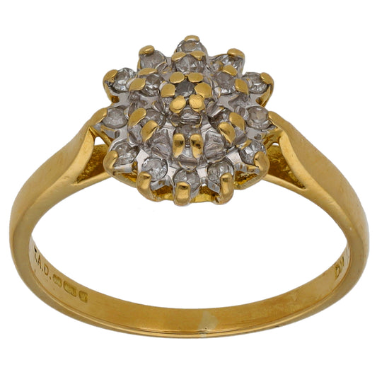 18ct Gold 0.15ct Diamond Cluster Ring Size K