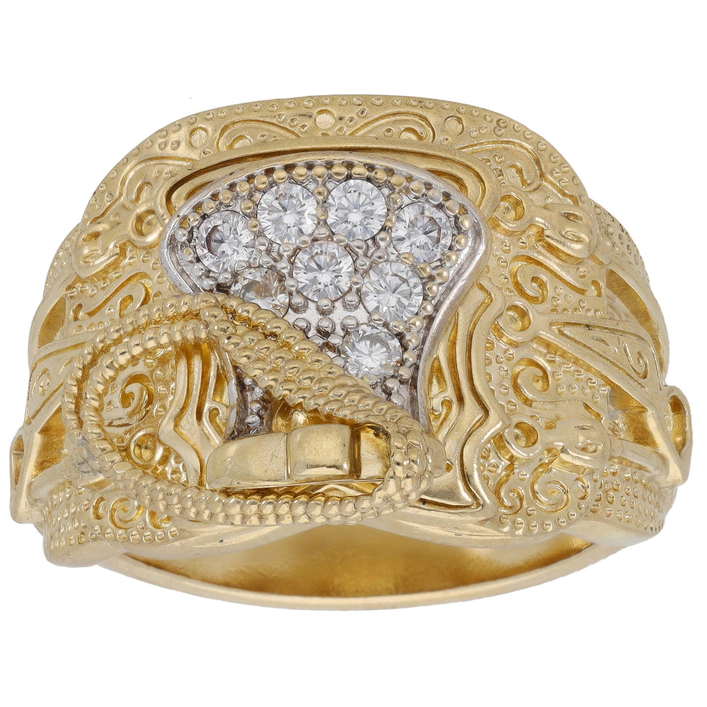 9ct Gold Cubic Zirconia Saddle Ring Size Z