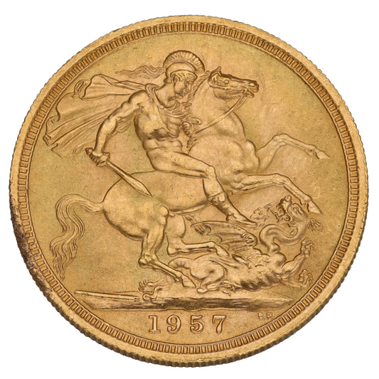 22ct Gold Queen Elizabeth II Full Sovereign Coin 1957