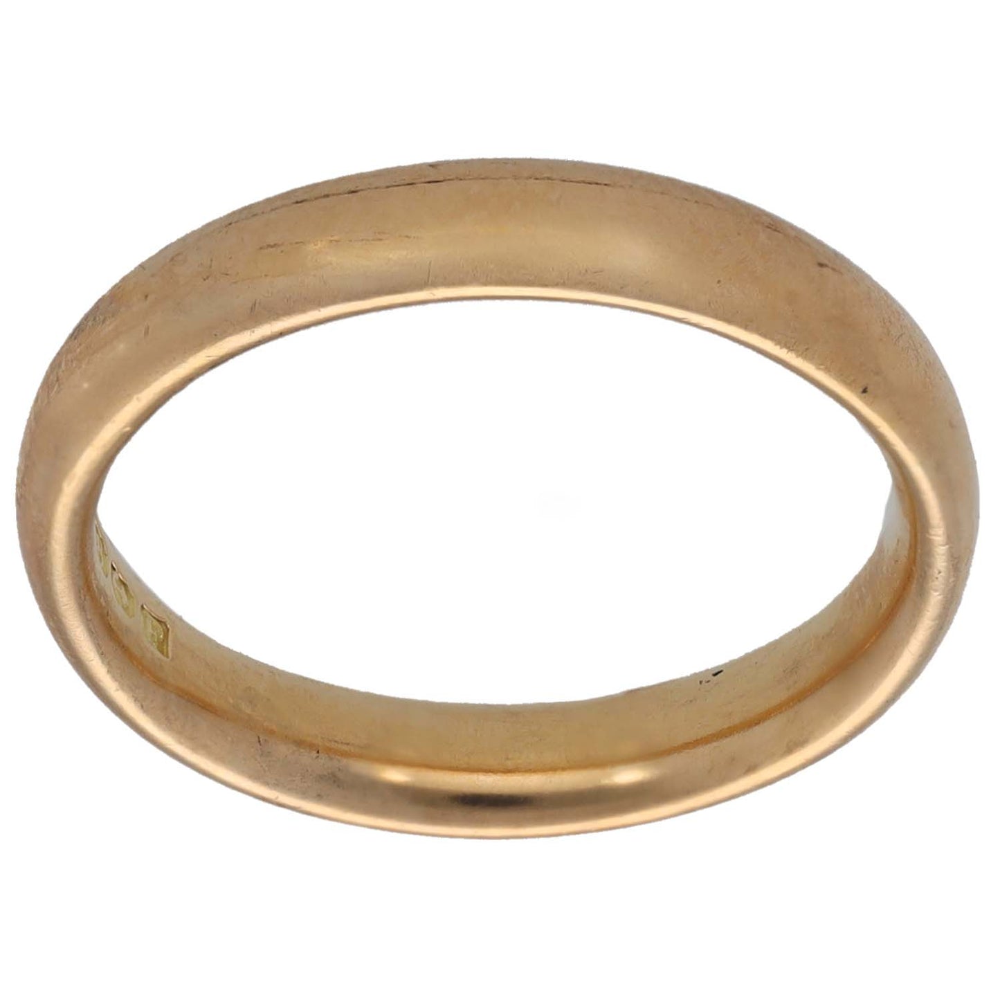 18ct gold plain wedding ring, smooth polished band