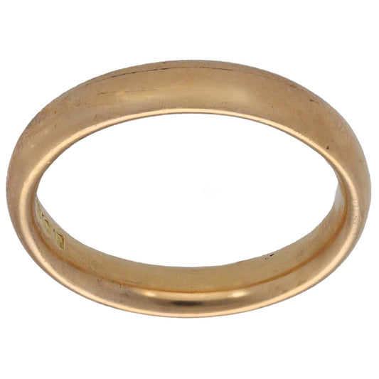 18ct gold plain wedding ring, smooth polished band