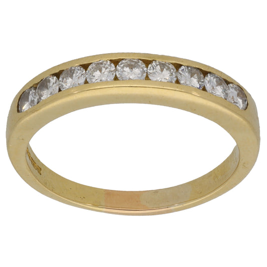 18ct Gold 0.45ct Diamond Half Eternity Ring Size Q