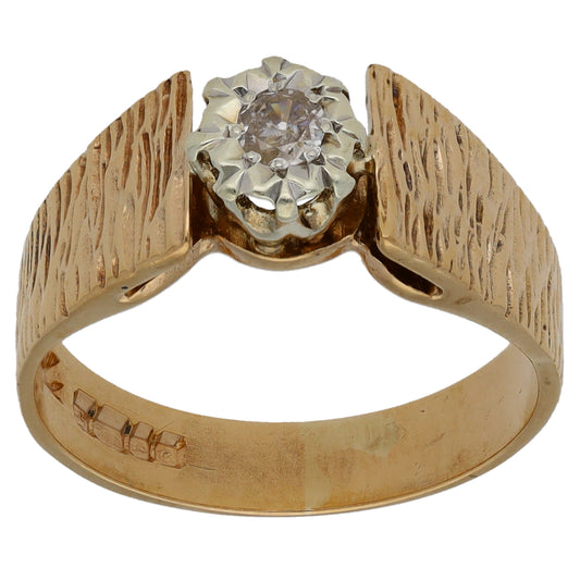 9ct Gold 0.10ct Diamond Solitaire Ring Size N