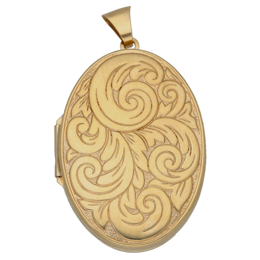 9ct Gold Patterned Locket Pendant