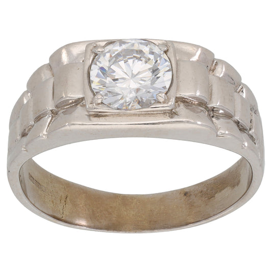 9ct White Gold Cubic Zirconia Alternative Ring Size U