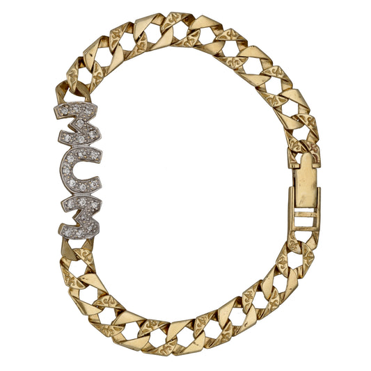 9ct Gold Cubic Zirconia Mum Bracelet