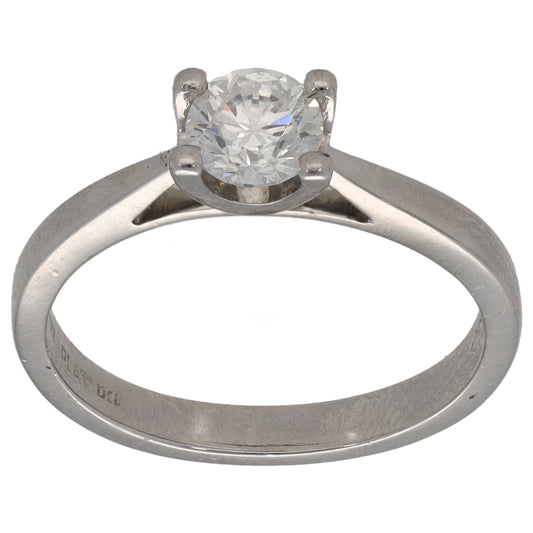 Platinum 0.48ct Diamond Solitaire Ring Size L