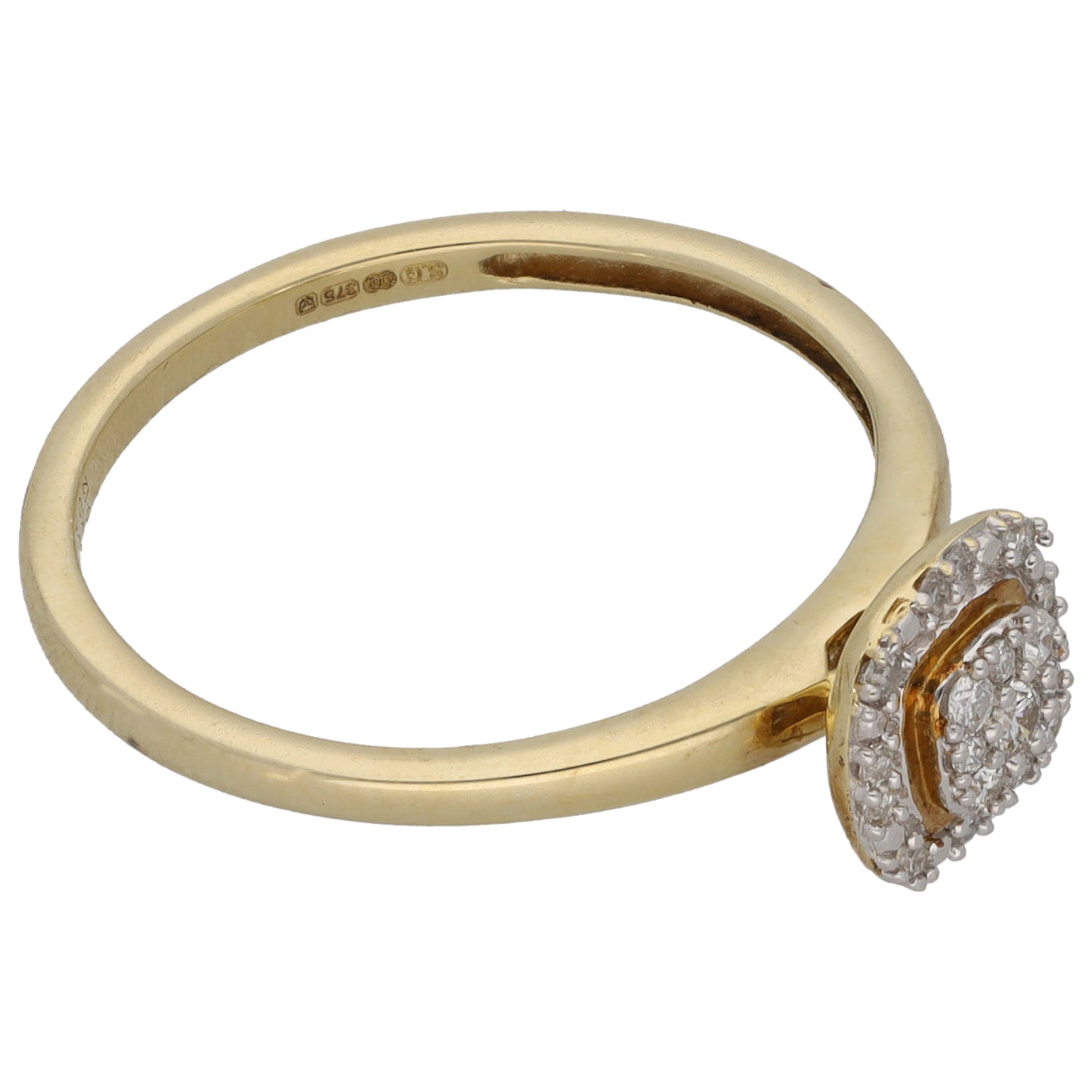 9ct Gold 0.12ct Diamond Cluster Ring Size O