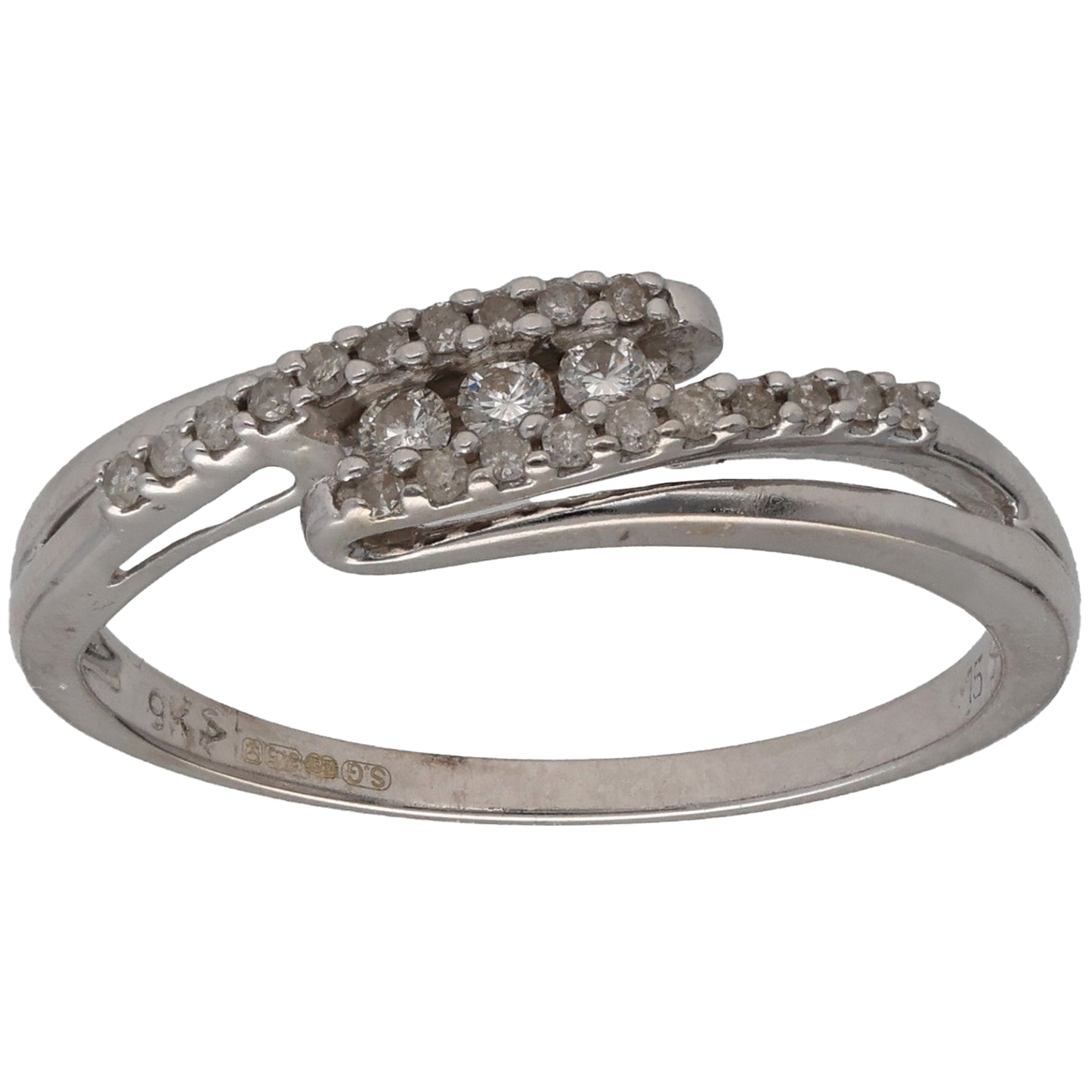 9ct White Gold 0.15ct Diamond Dress/Cocktail Ring Size P