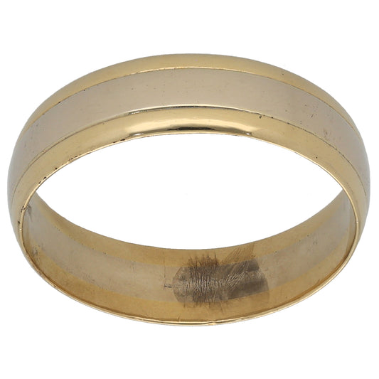 18ct Bicolour Gold Patterned Wedding Ring Size U