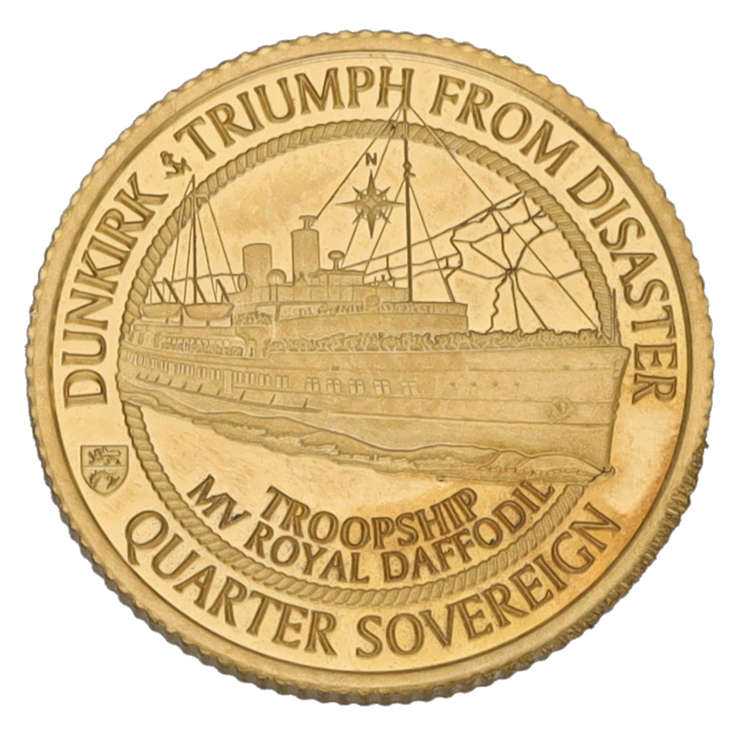 22ct Gold Dunkirk Triumph From Disaster Quarter Sovereign Coin 2020