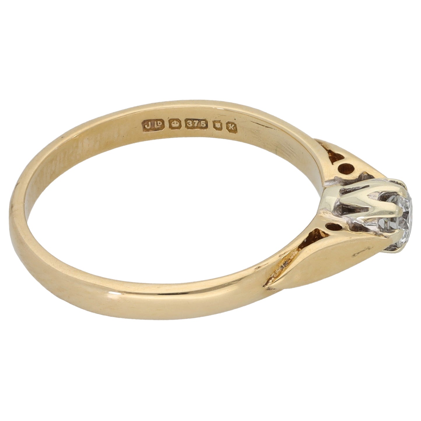 9ct Gold 0.15ct Diamond Solitaire Ring Size K