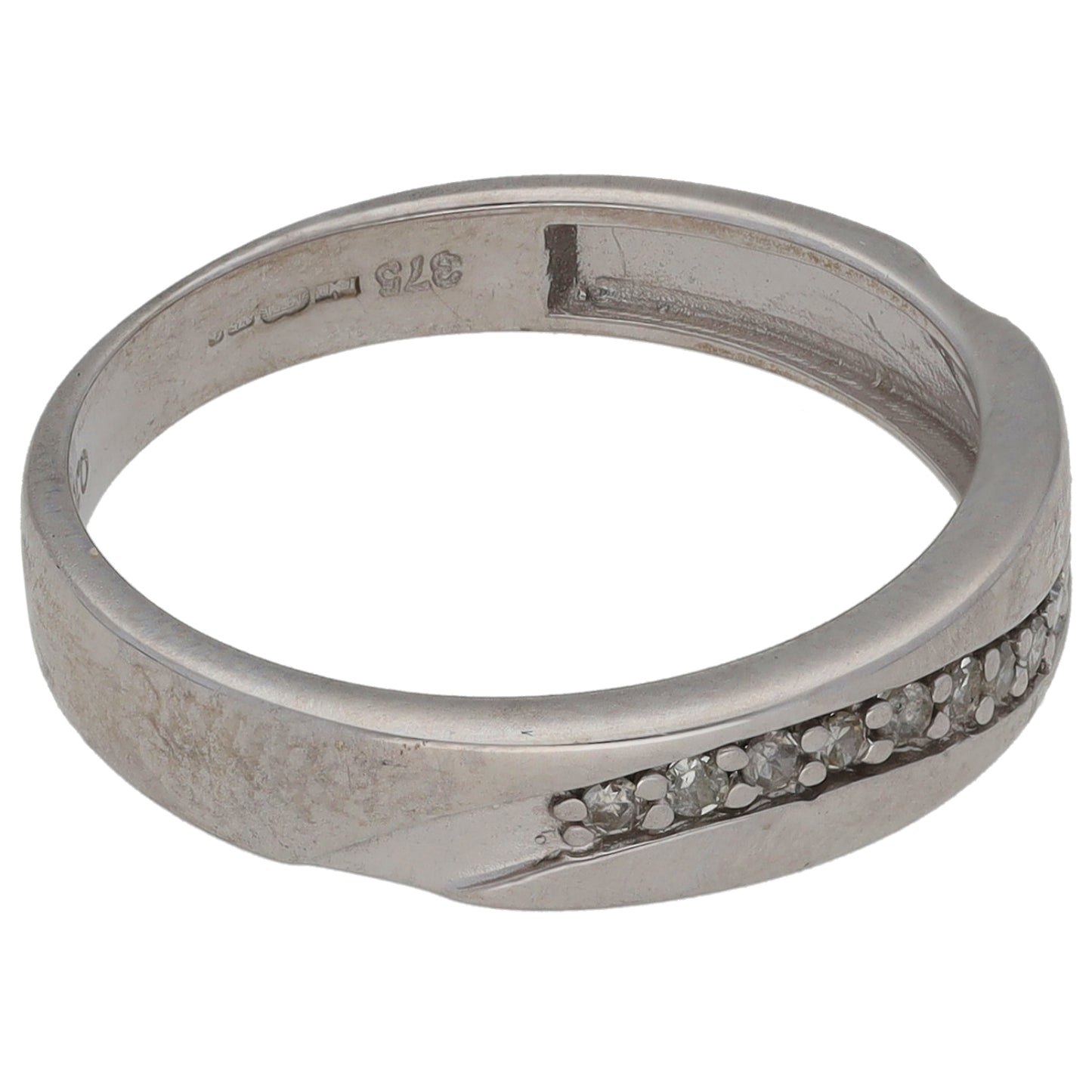 9ct White Gold 0.10ct Diamond Half Eternity Ring Size M