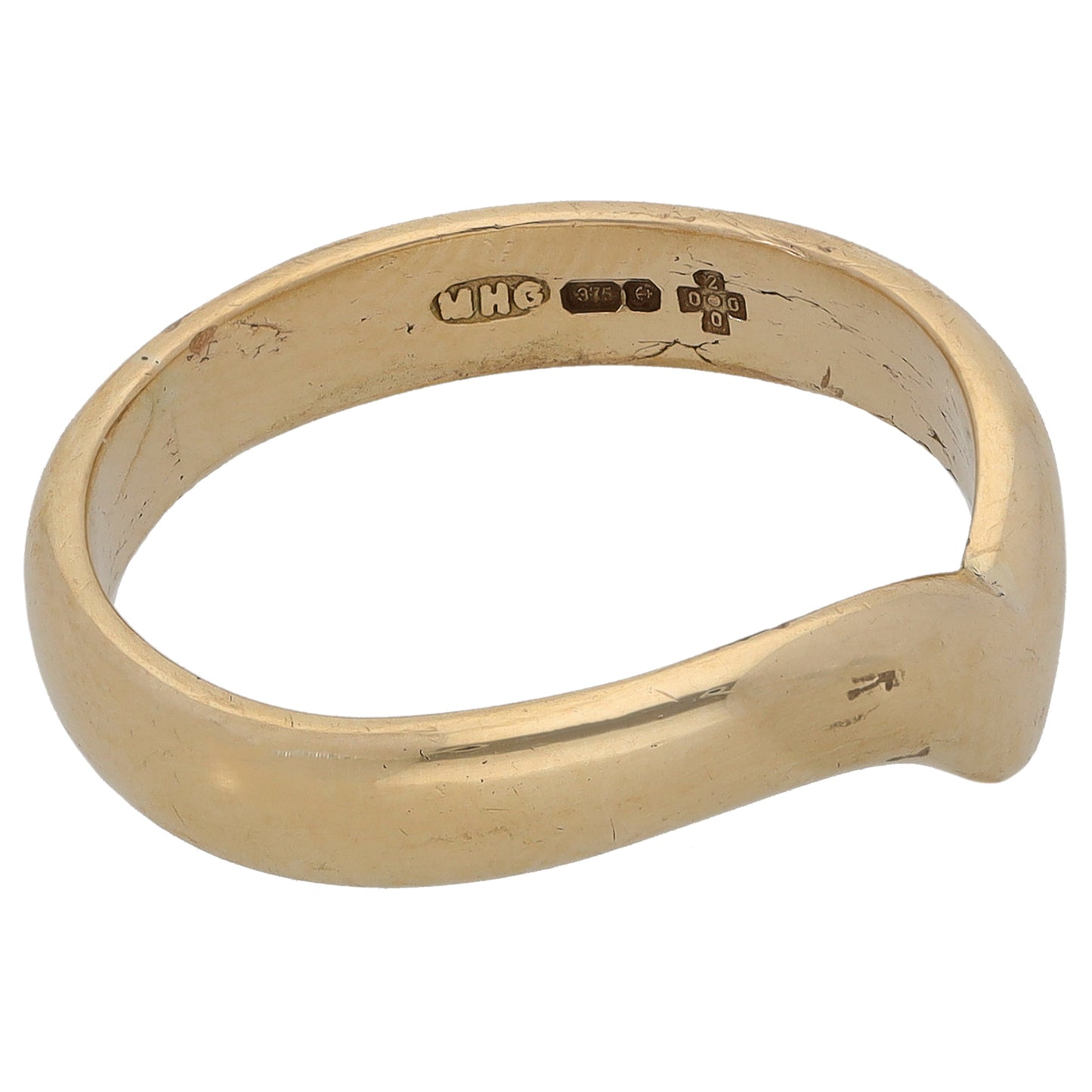 9ct Gold Wishbone Ring Size R