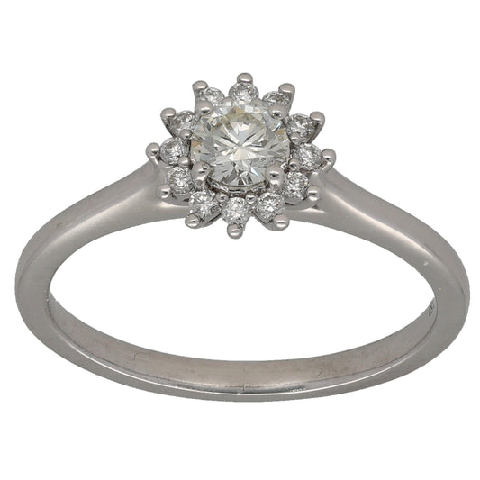 18ct White Gold 0.37ct Diamond Cluster Ring Size O