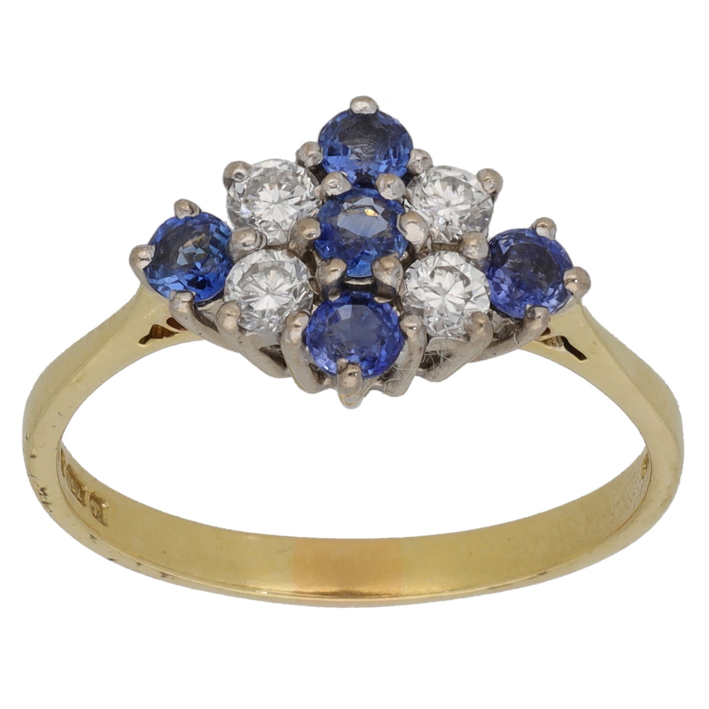 18ct Gold Sapphire & 0.28ct Diamond Dress/Cocktail Ring Size O