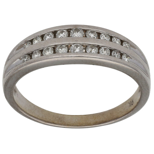 9ct White Gold 0.36ct Diamond Half Eternity Ring Size L