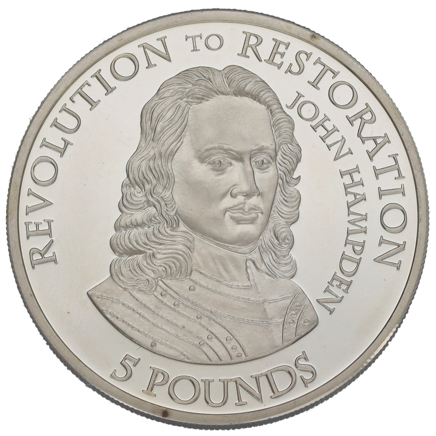 Sterling Silver Revolution To Restoration John Hampden 5 Pounds Coin 2010