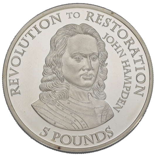 Sterling Silver Revolution To Restoration John Hampden 5 Pounds Coin 2010