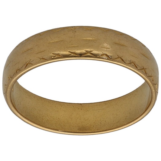22ct Gold Patterned Wedding Ring Size R