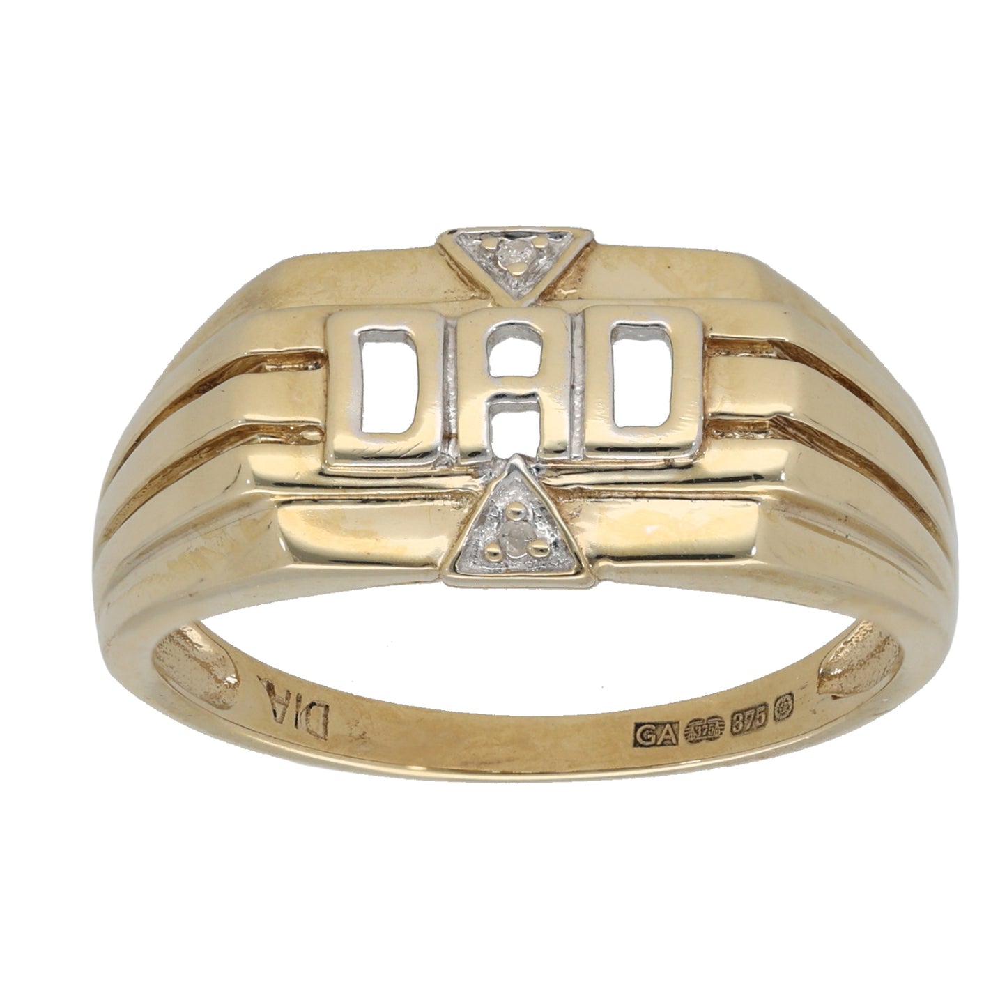 9ct Gold 0.01ct Diamond Dad Ring Size Y