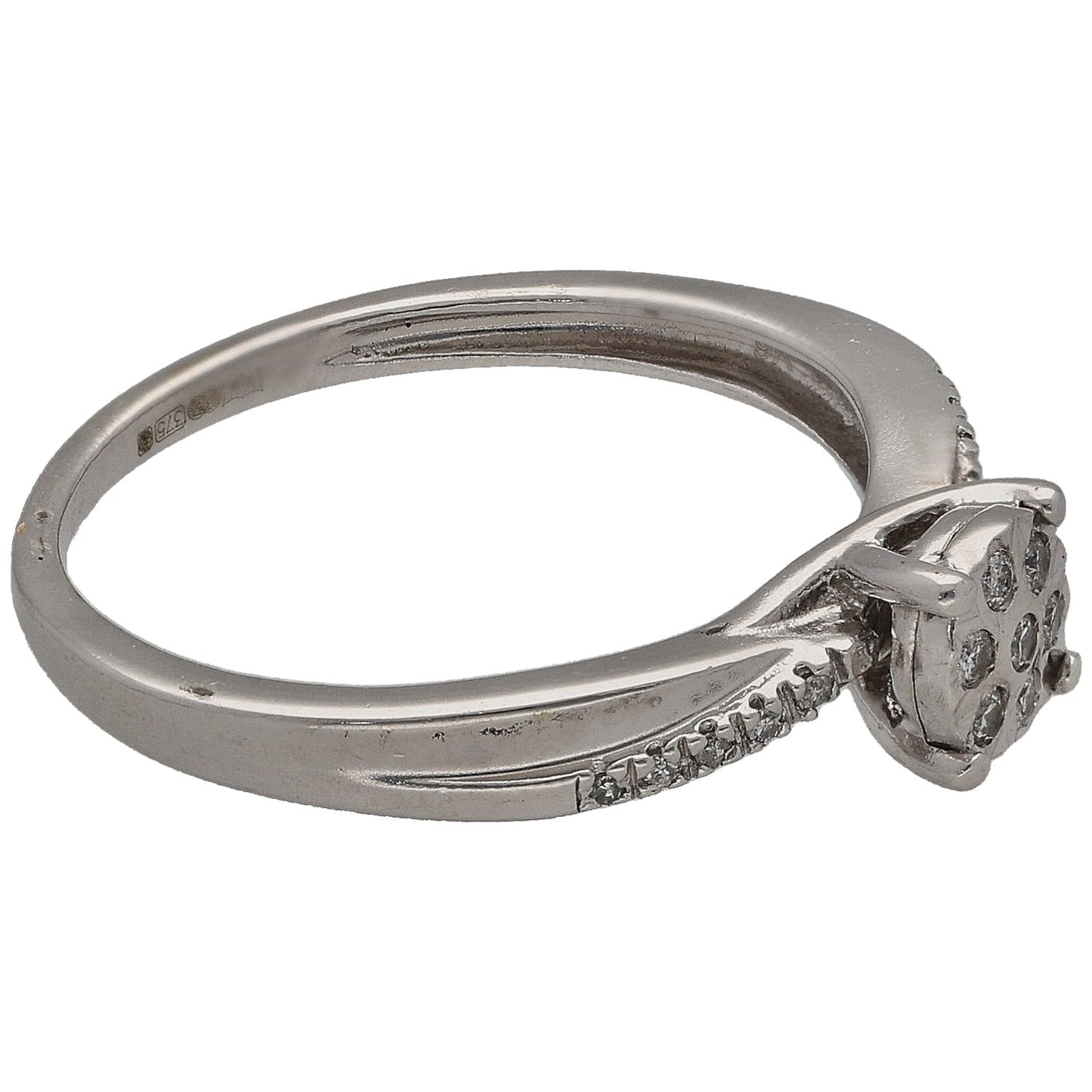 9ct white gold round diamond cluster ring