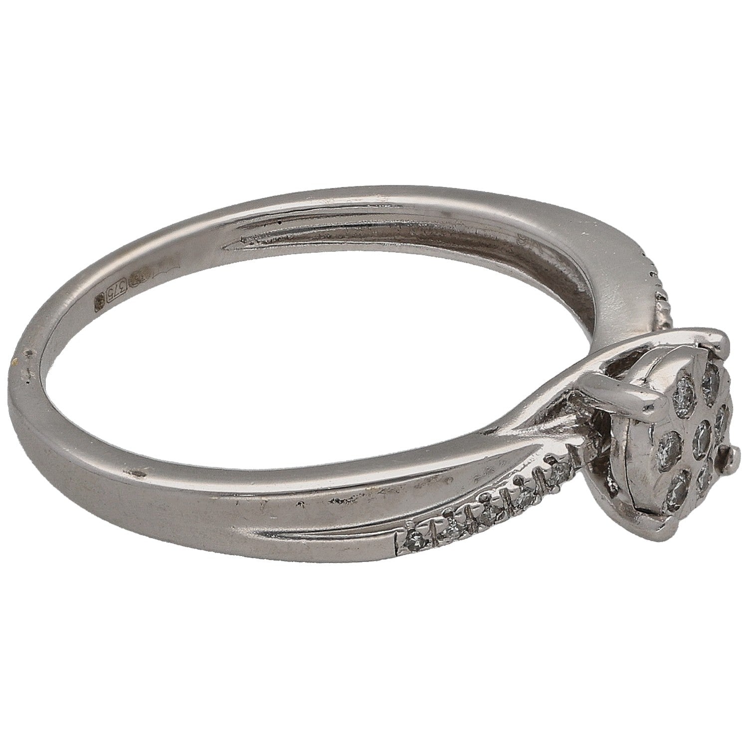 9ct white gold round diamond cluster ring