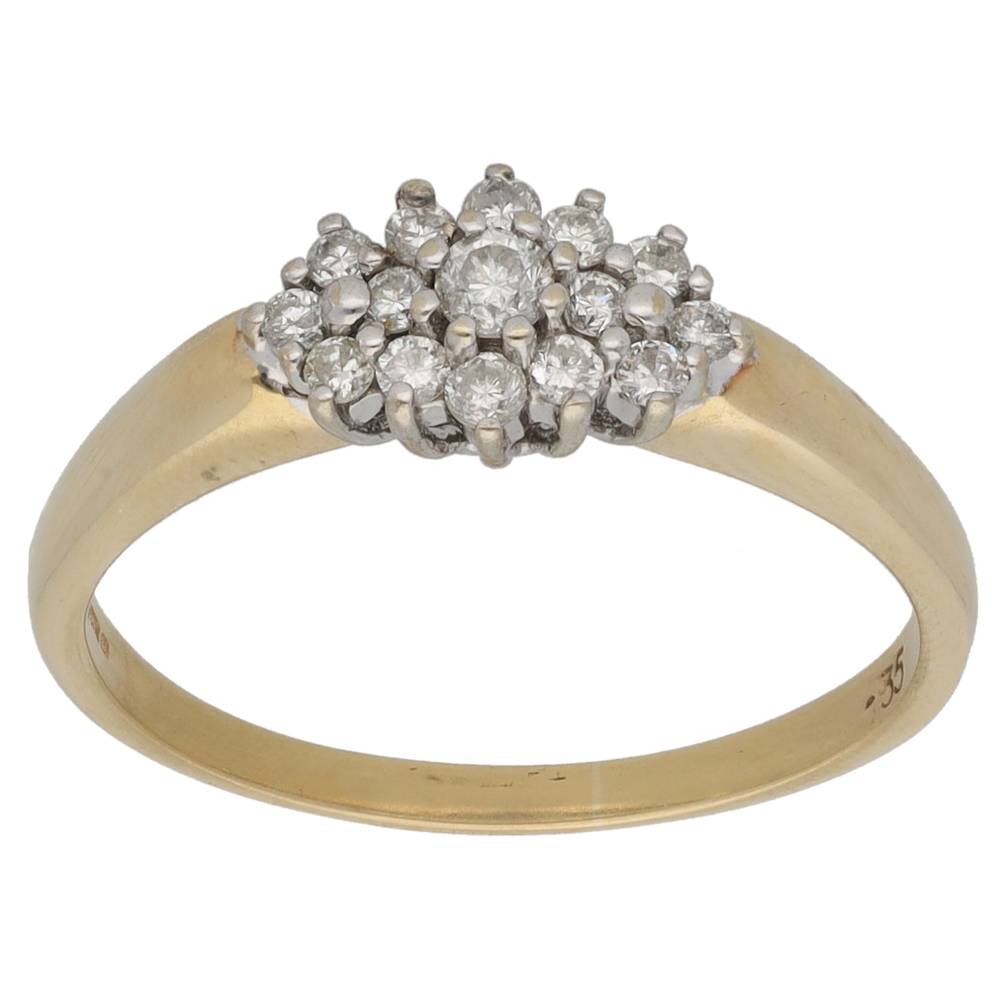 9ct Gold 0.35ct Diamond Cluster Ring Size S