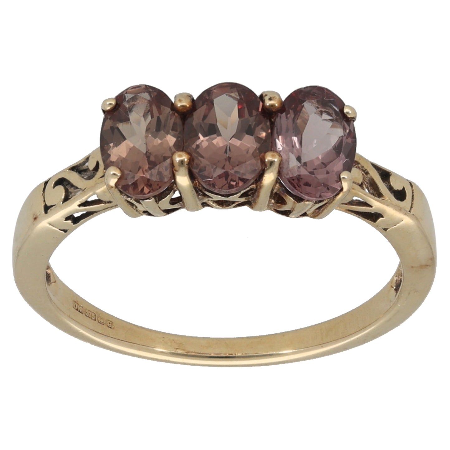 9ct Gold Spinel Trilogy Ring Size N