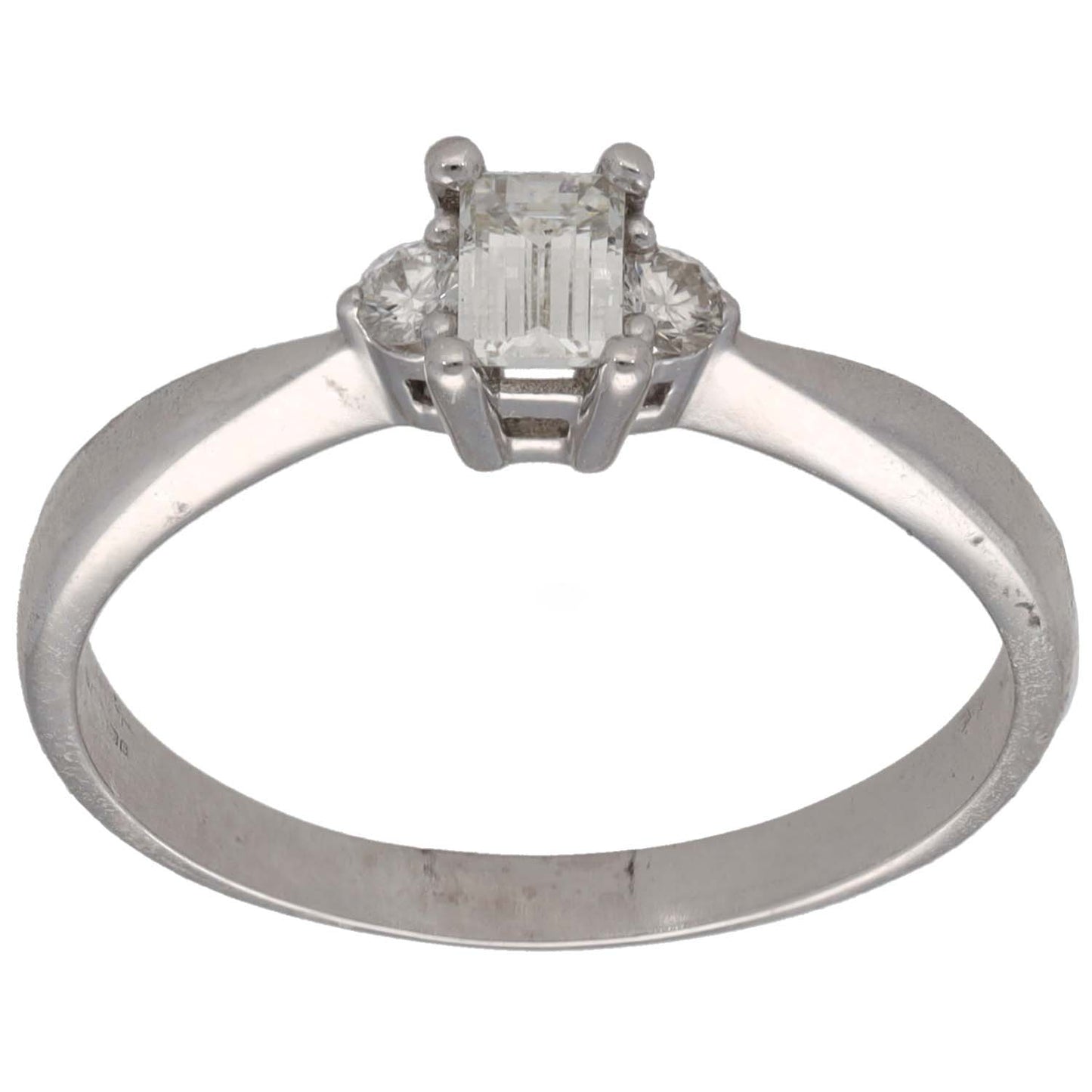 18ct White Gold 0.40ct Diamond Trilogy Stone Ring Size P