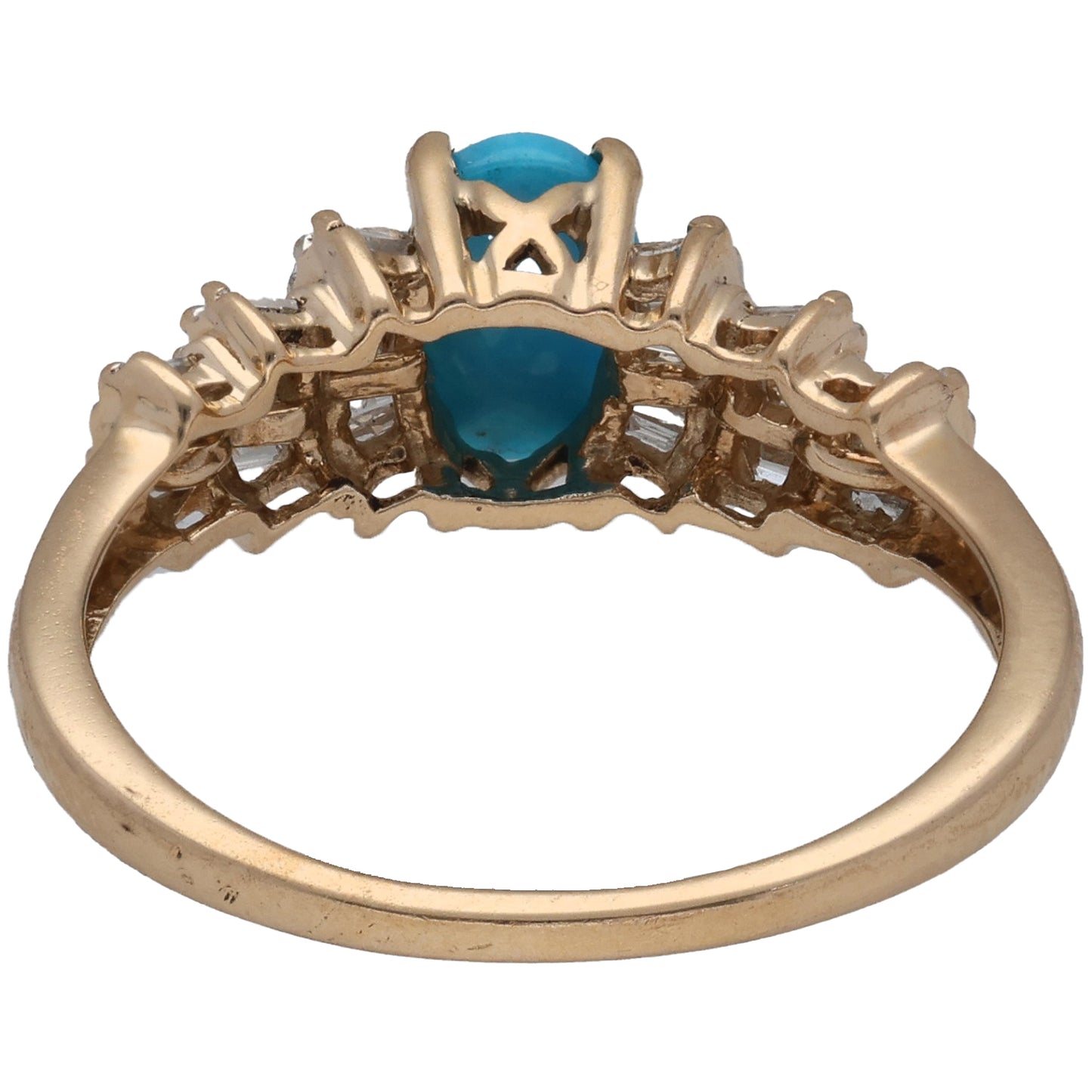 9ct Gold Turquoise & 0.14ct Diamond Dress/Cocktail Ring Size N